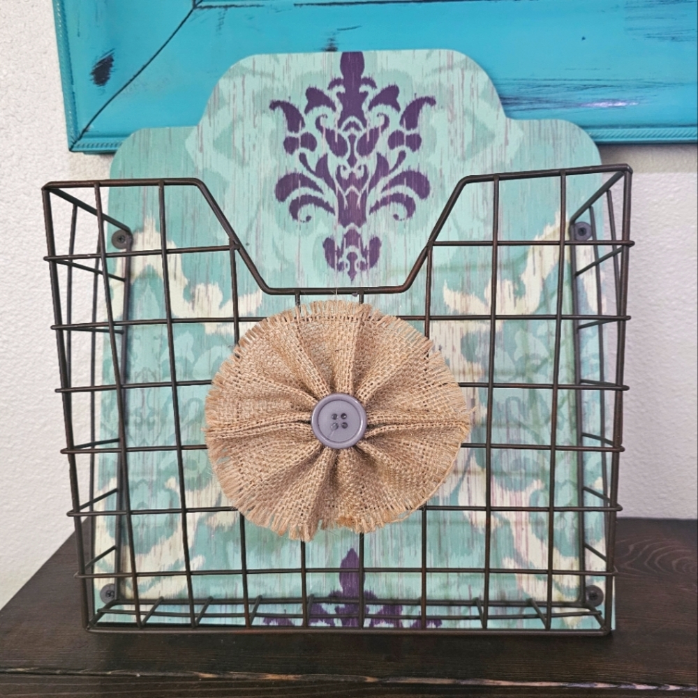 Blue and Purple wall basket/mail organizer